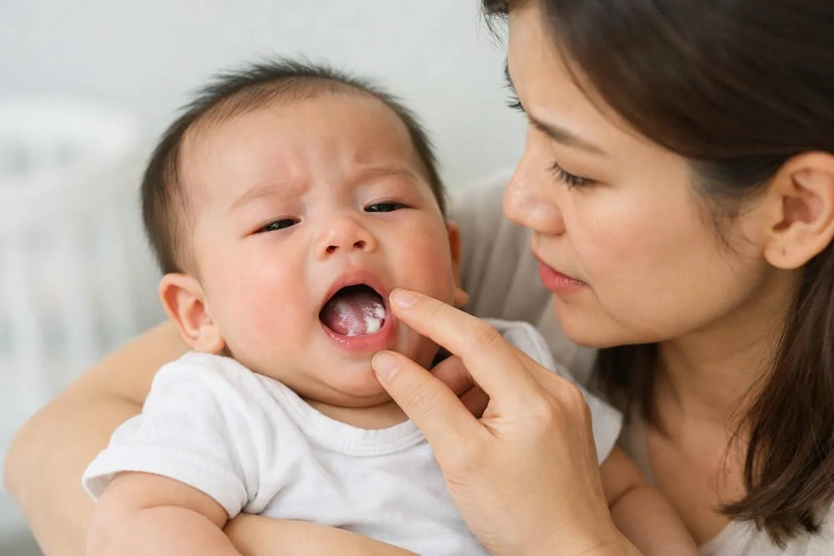 Trẻ sơ sinh nổi đẹn trong miệng: Nguyên nhân & cách trị nhanh